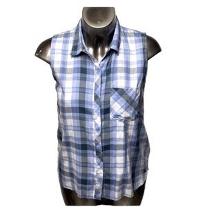 Calvin Klein Jeans Women's Sleeveless Buttondown Shirt Sz Large Casual Dress Up